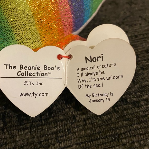 Ty Beanie Boo Rainbow Nori The Narwal - 8” - Picture 4 of 4